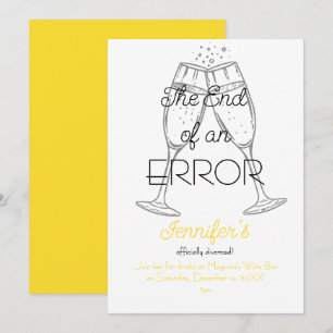 Invitation La fin d'une erreur Fête de divorce au champagne