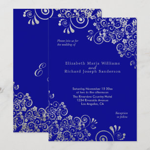 Invitation La fleur argentée élégante tourbillonne mariage de