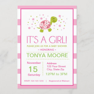 Invitation La fleur rose barre l'invitation de baby shower de