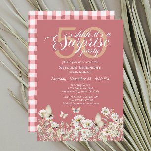 Invitation La Fleur sauvage blanche de la femme surprise 50èm