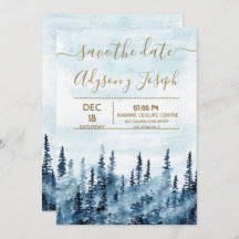 La forêt bleue aquarelle Save The Date