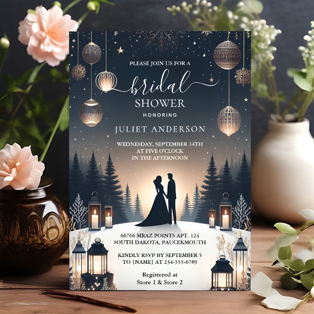 Invitation La Forêt Étoiles neige brillante Fête des mariées  (Créateur téléchargé)