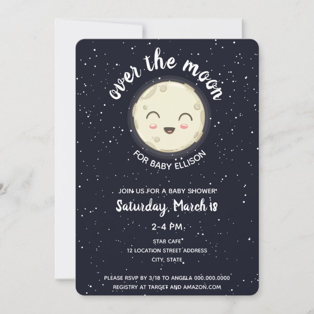 Invitation La Galaxie du Baby shower spatial de la Lune (Devant)