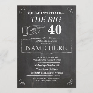 Invitation La grande fête d'anniversaire Rustic Chalk Invitat