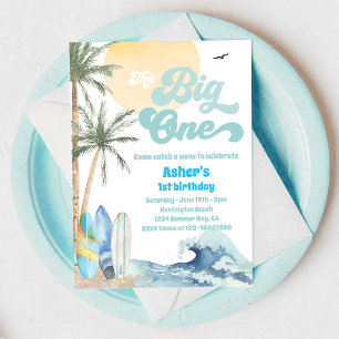 Invitation La grande fête de surf de plage pour le 1er annive