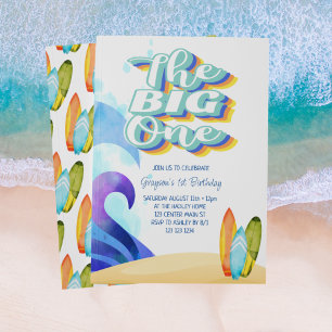 Invitation La Grande Fête de Surf sur la Plage d'Anniversaire