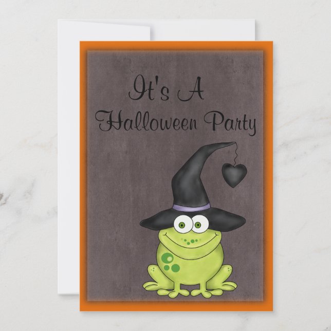 Invitation La grenouille d'Halloween dans un Casquette de sor (Devant)