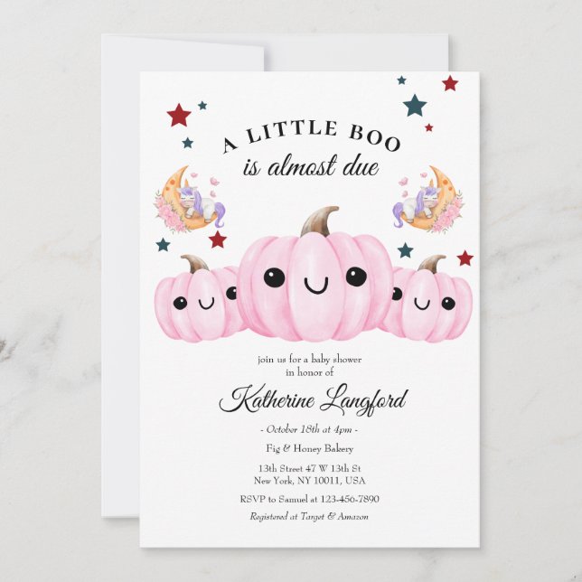Invitation La Jolie Citrouille Est En Route | Baby shower d'H (Devant)