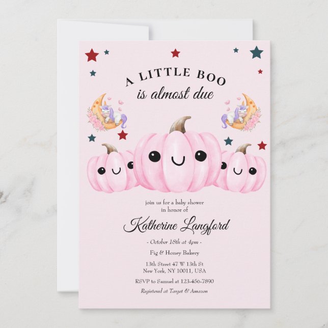 Invitation La Jolie Citrouille Est En Route | Baby shower d'H (Devant)