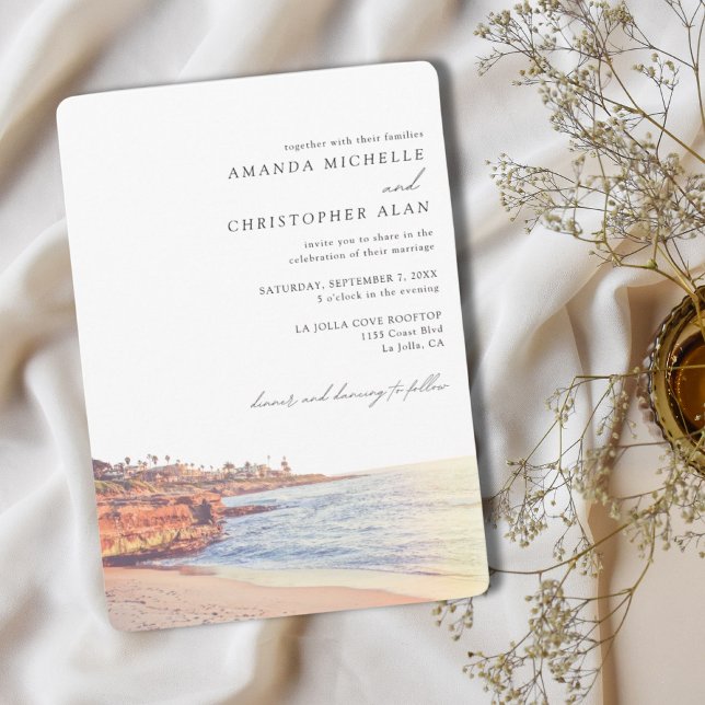 Invitation La Jolla Mariage Custom San Diego Beach Photo (La Jolla Cove Save the Date)