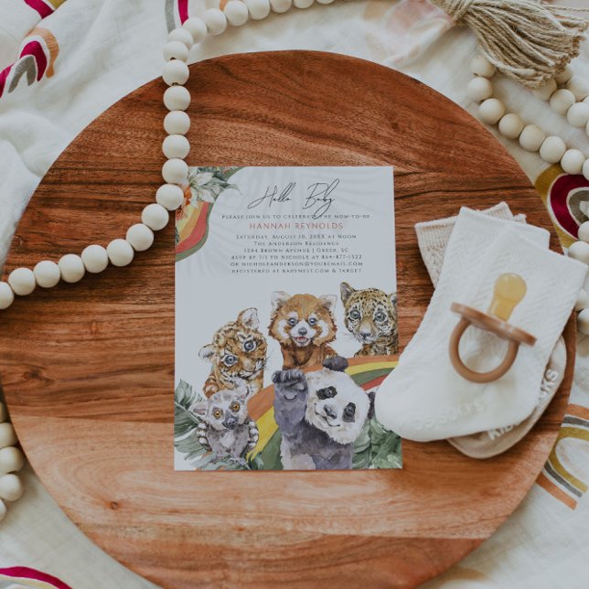 Invitation La jungle tropicale Baby Animaux | BABY SHOWER (Créateur téléchargé)