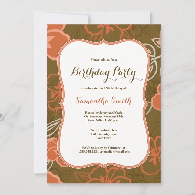 Invitation La ketmie hawaïenne fleurit l'invitation (Devant)