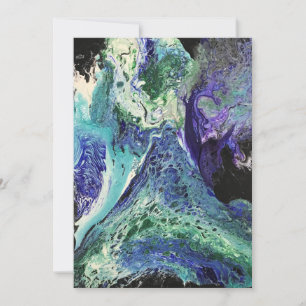 Invitation La Laguna peinture bleu, turquoise, blanc argent n