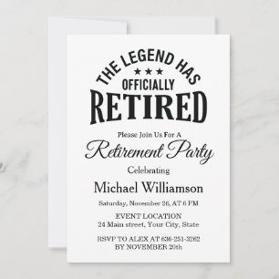 Invitation La légende a officiellement pris sa retraite Fête