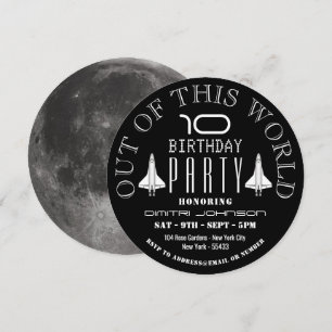 Invitation La Lune, navette spatiale fête d'anniversaire