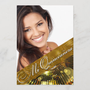 Invitation La magie allume la photo Quinceanera - or