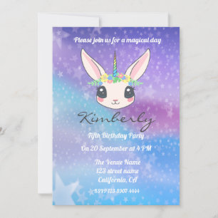 Invitation La Magie De La Fête D'Anniversaire De La Licorne