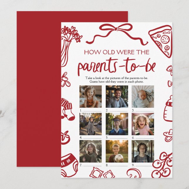 Invitation La Main Italienne A Dessiné L'Âge Du Jeu Des Paren (Devant / Derrière)