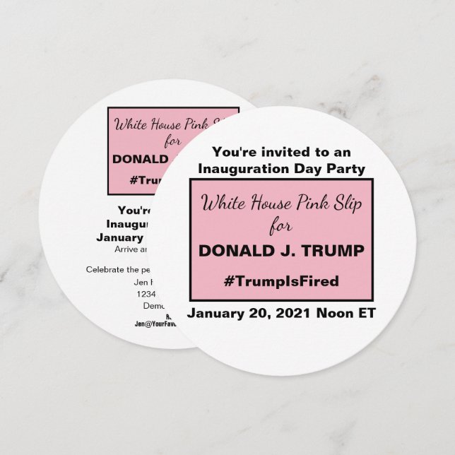 Invitation La Maison-Blanche Les Ides Roses de Trump Vous ête (Devant / Derrière)