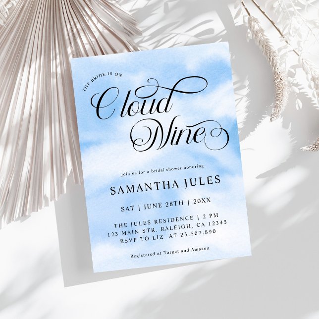 Invitation La Mariée Aquarelle Est Sur Cloud Neuf Fêtes des m (Créateur téléchargé)