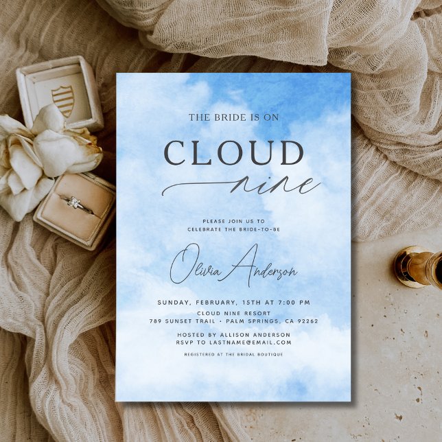 Invitation La Mariée Est Sur Cloud Neuf Fête des mariées (Créateur téléchargé)