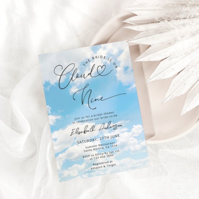 Invitation La Mariée Est Sur Le Nuage Neuf Élégante Fête des  (Créateur téléchargé)