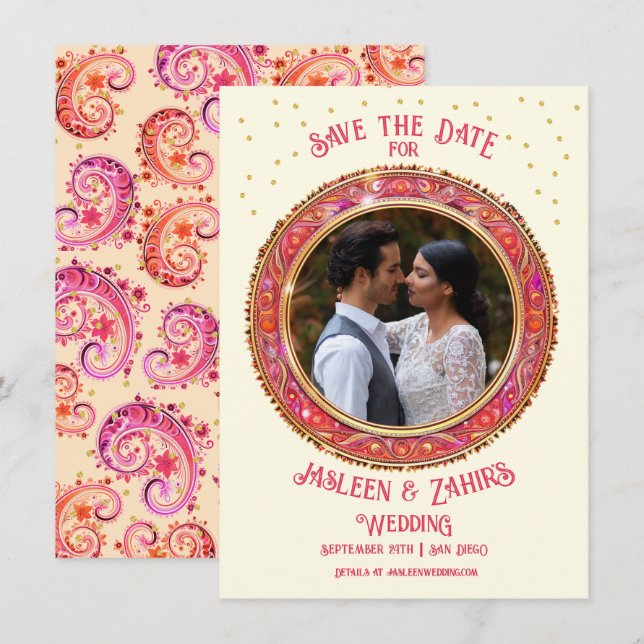 Invitation La mariée indienne sauve la date (Devant / Derrière)