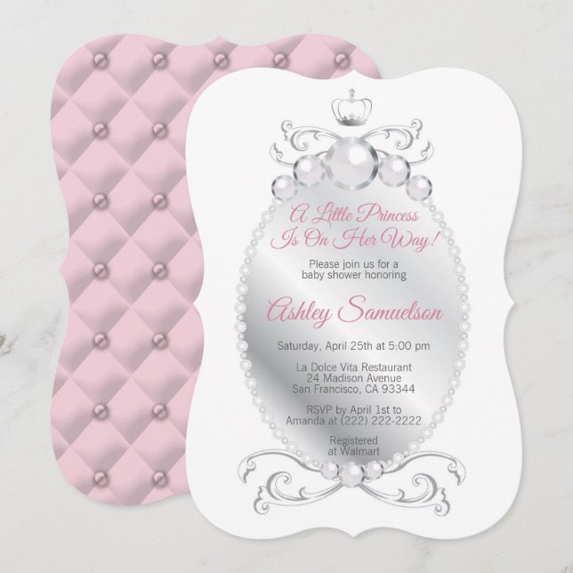 Invitation La mignonne princesse est sur son chemin Baby show (Devant / Derrière)