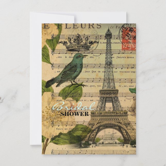 Invitation la musique note Tour Eiffel botanique français de (Devant)