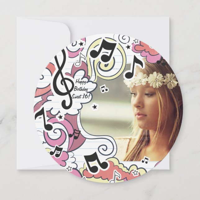 Invitation La musique rose note autour de l'invitation de (Devant)