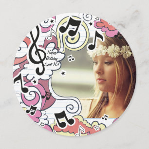 Invitation La musique rose note autour de l'invitation de