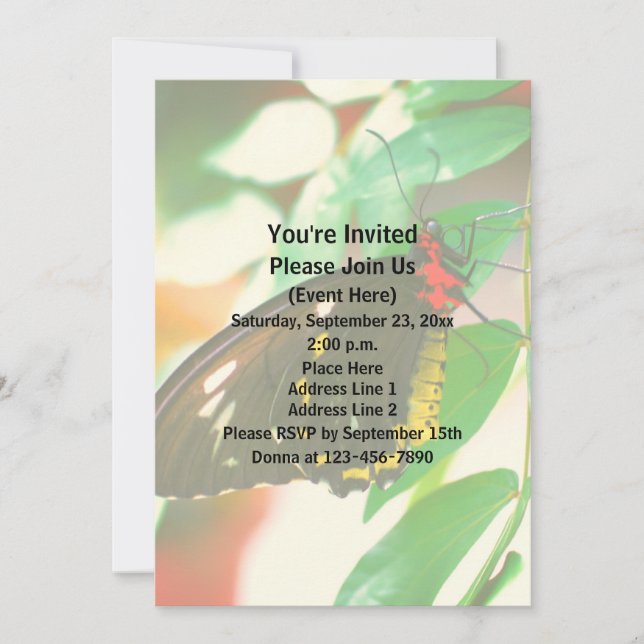 Invitation La nature des papillons noirs (Devant)