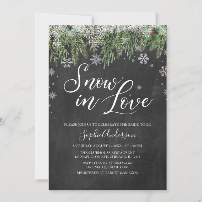Invitation La neige en amour Fête des mariées hivernale de Fl (Devant)
