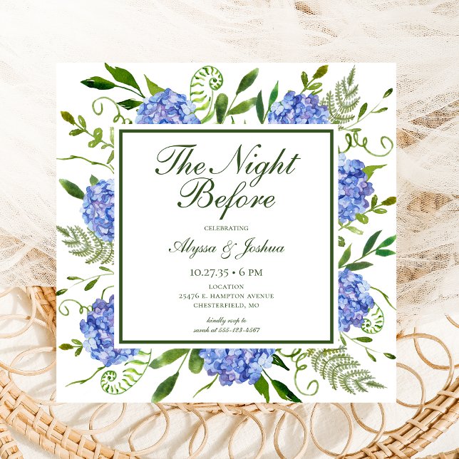 Invitation La Nuit Avant Blue Hydrangea (Créateur téléchargé)