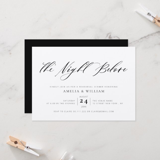 Invitation LA NUIT AVANT | dîner de répétition kraft (Devant/Arrière en situation)