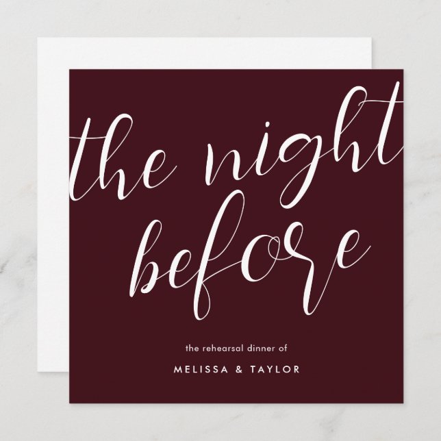 Invitation La Nuit Avant La Répétition De La Calligraphie De  (Devant / Derrière)