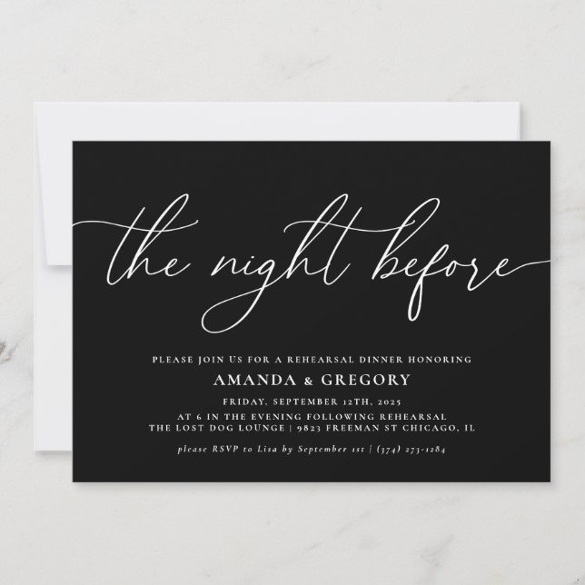 Invitation La Nuit Avant Le Dîner De La Répétition Mariage (Devant)