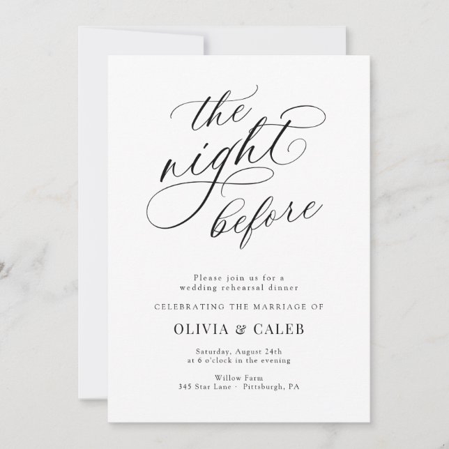 Invitation La Nuit Avant Le Dîner De La Répétition Mariage (Devant)