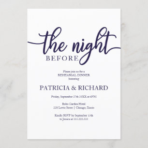 Invitation La Nuit Avant Le Dîner De Répétition Blanc Bleu De