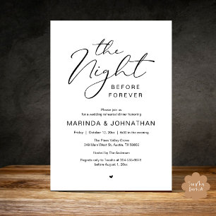 Invitation La Nuit Avant le Dîner de Répétition de Mariage Ro