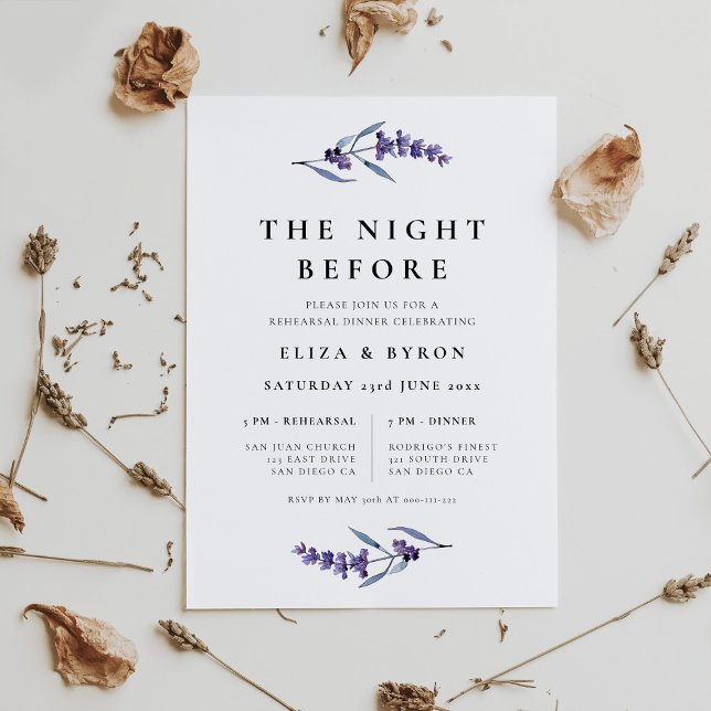 Invitation La Nuit Avant le Dîner de Répétition Élégant Lavan (Créateur téléchargé)