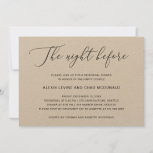 Invitation La Nuit Avant Le Dîner Rustique Moderne