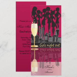 Invitation La nuit de filles Party le rose foncé de la