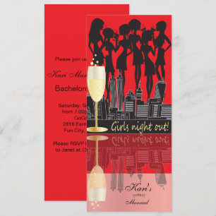 Invitation La nuit de filles Party le rouge de la célébration