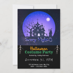 Invitation La nuit effrayante Haunted House Stars Black Hallo