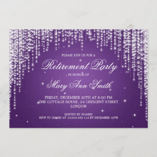 Invitation La nuit élégante de partie de retraite brillent le
