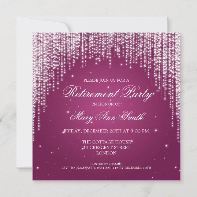 Invitation La nuit élégante de partie de retraite brillent le (Devant)