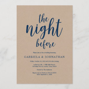 Invitation La nuit précédente, dîner de répétition en bleu de