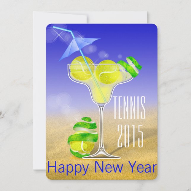 Invitation La partie de nouvelle année de margarita de tennis (Devant)