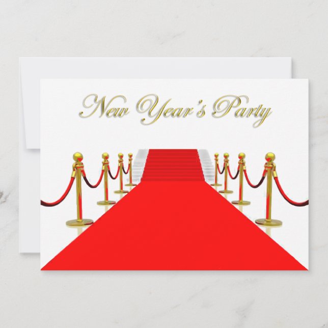 Invitation La partie de nouvelle année de tapis rouge (Devant)